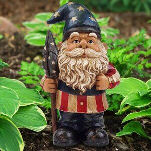 Yankee Doodle Patriot Garden Gnome Statue 12.2"H Handcrafted UV-Resistant
